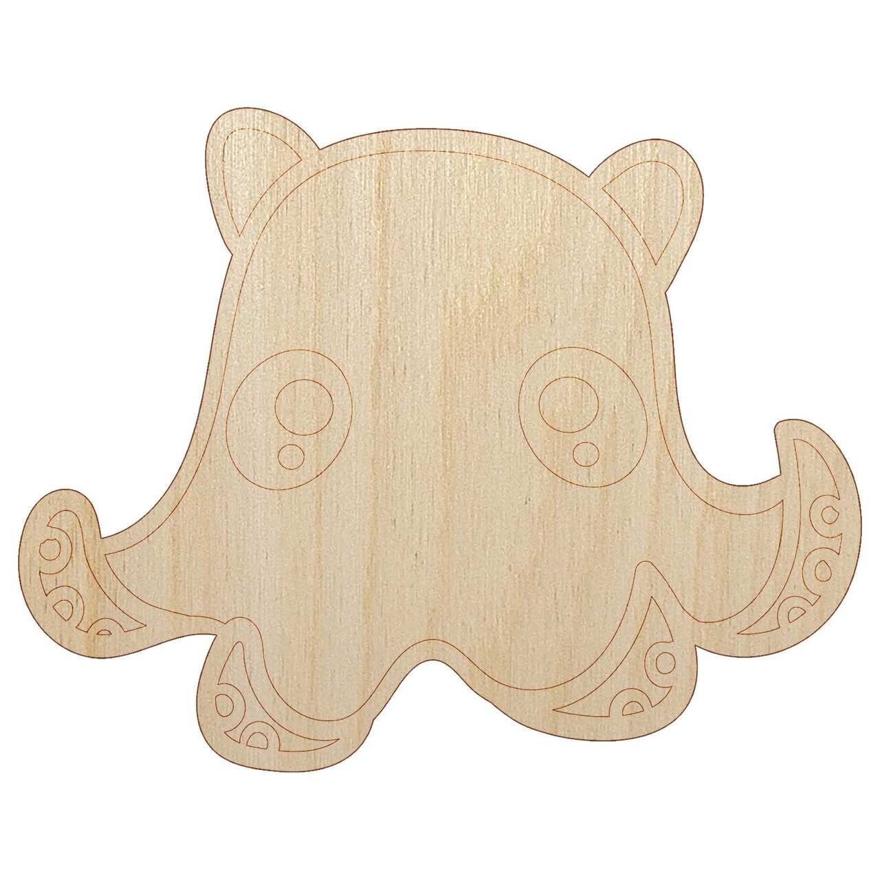 Kawaii Flapjack Octopus Unfinished Wood Shape Piece Cutout for DIY Craft Projects